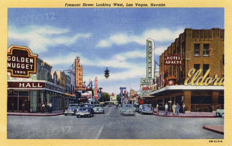 'Fremont Street Looking West, Las Vegas, Nevada', postcard, 1946. Artist: Unknown