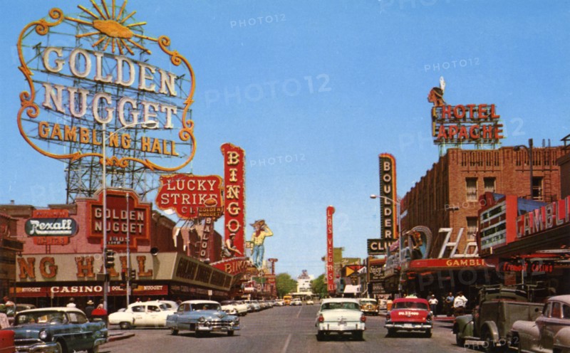Fremont Street from Second Street, Las Vegas, Nevada, USA, 1956. Artist: Unknown