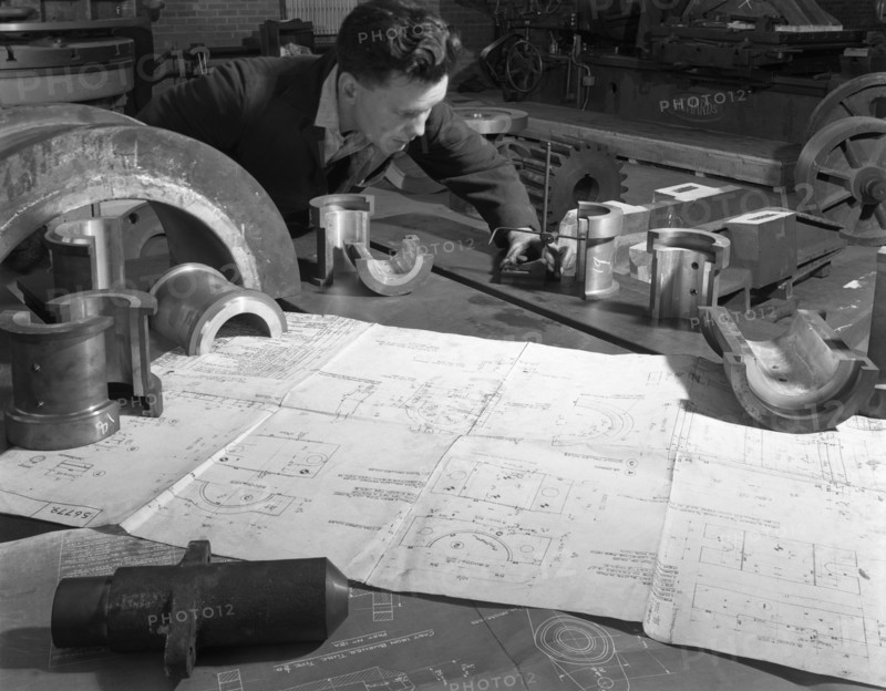 Checking finished castings at AT Green & Sons Ltd foundry, Rotherham, South Yorkshire, 1963. Artist: Michael Walters