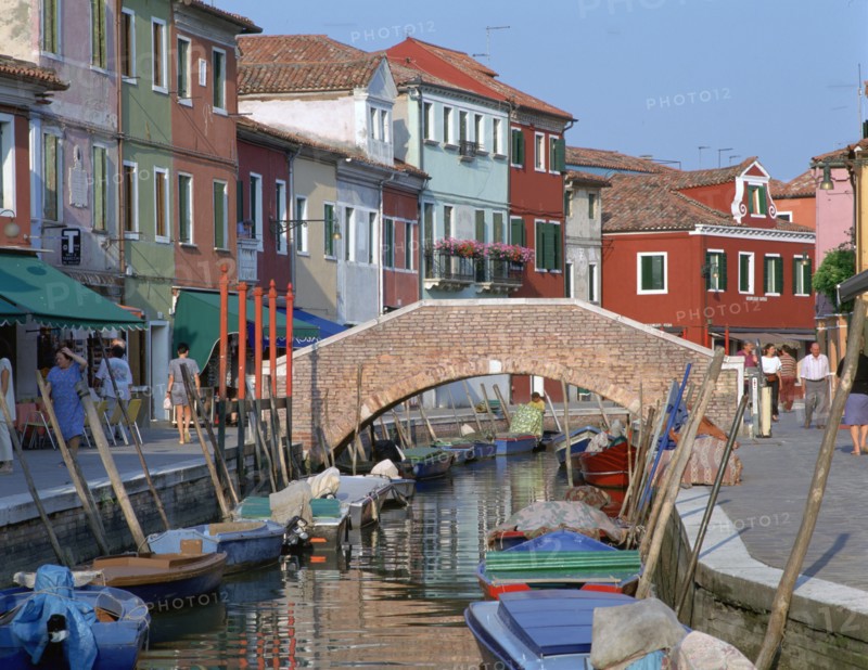 Canal, Burano, Venice, Italy.