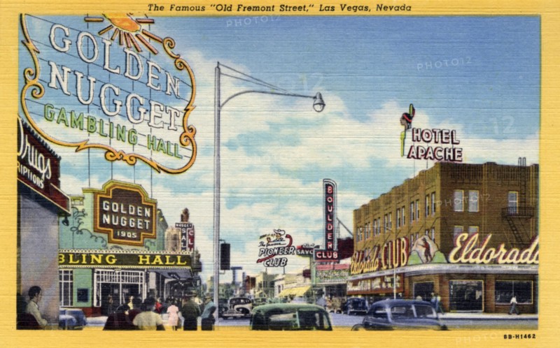 'The Famous Old Fremont Street, Las Vegas, Nevada', postcard, 1948. Artist: Unknown