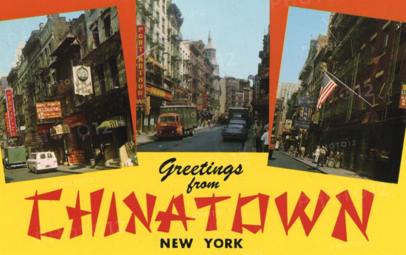'Greetings from Chinatown, New York', postcard, 1962. Artist: Unknown