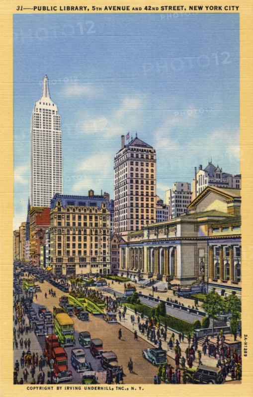 Public Library, 5th Avenue and 42nd Street, New York City, New York, USA, 1933. Artist: Unknown