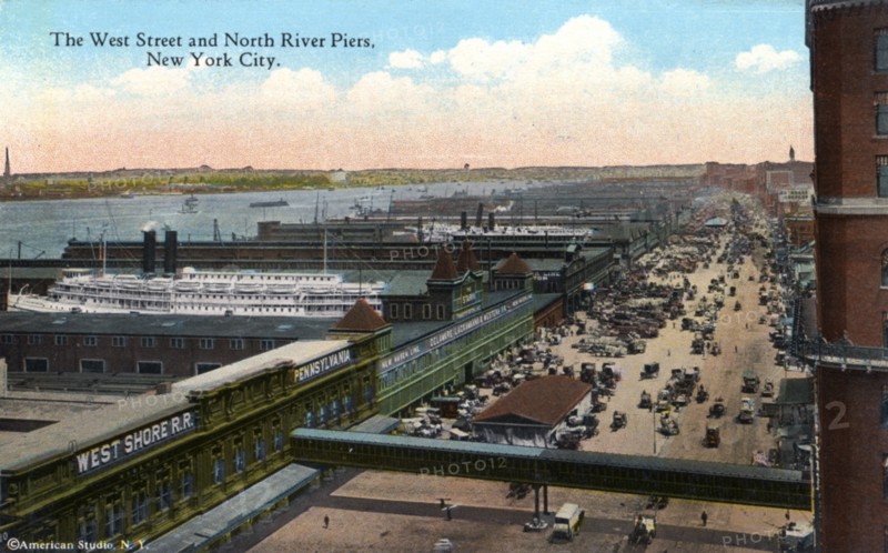The West Street and North River Piers, New York City, New York, USA, 1916. Artist: Unknown