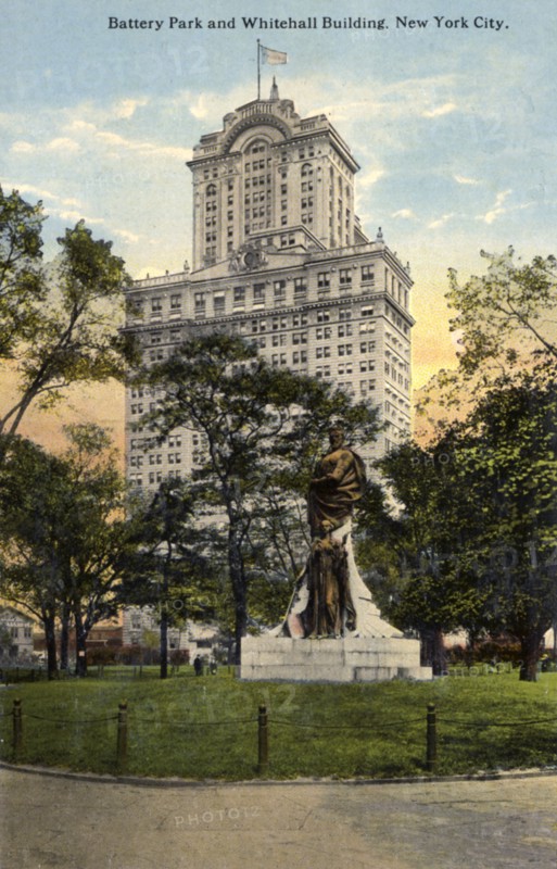 Battery Park and Whitehall Building, New York City, New York, USA, 1916. Artist: Unknown