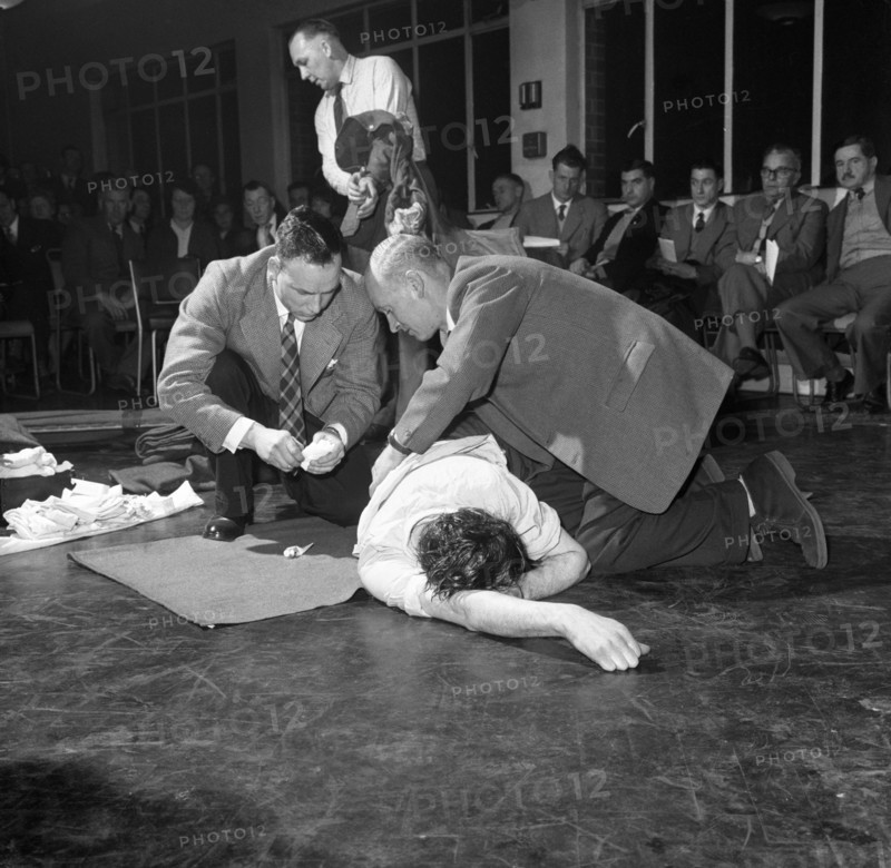 First aid competition, Mexborough, South Yorkshire, 1961. Artist: Michael Walters