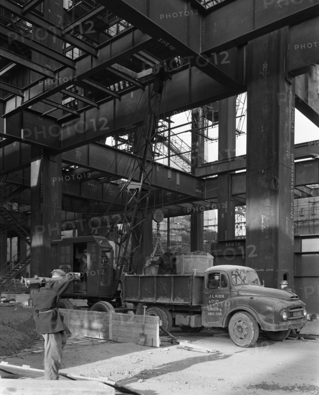 Austin lorry on a construction site, Leeds, West Yorkshire, 1959. Artist: Michael Walters