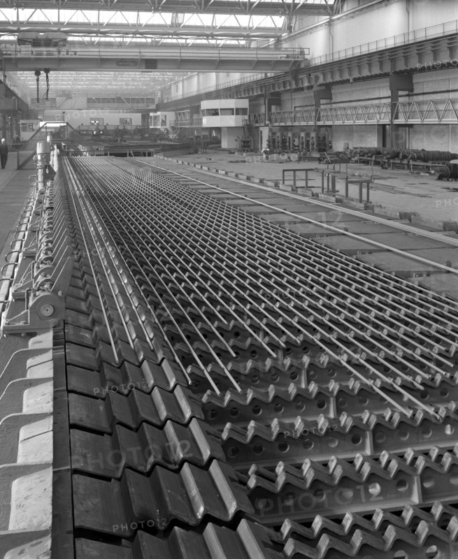 The bar mill cooling beds at the Brightside Foundry, Sheffield, South Yorkshire, 1964. Artist: Michael Walters