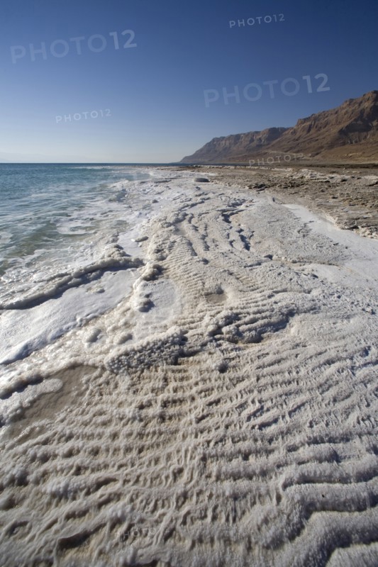 Salt on the shore of the Dead Sea, Israel. Artist: Samuel Magal