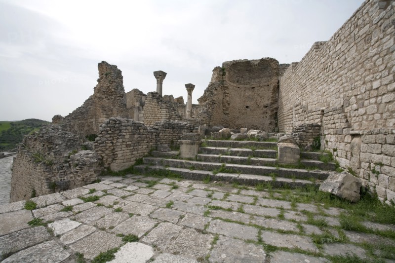 A temple in Dougga (Thugga), Tunisia. Artist: Samuel Magal
