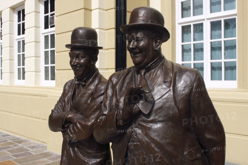 Laurel and Hardy statue, Coronation Hall, Ulverston, Cumbria, 2009.