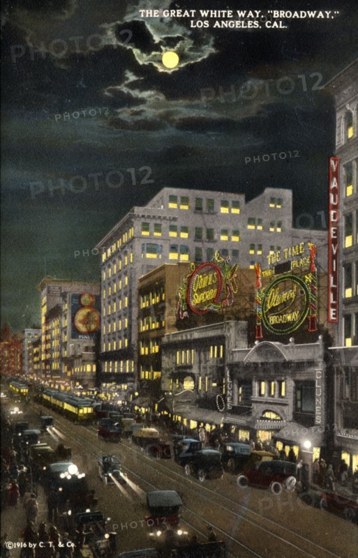 'The Great White Way', Broadway, Los Angeles, California, USA, 1915. Artist: Unknown