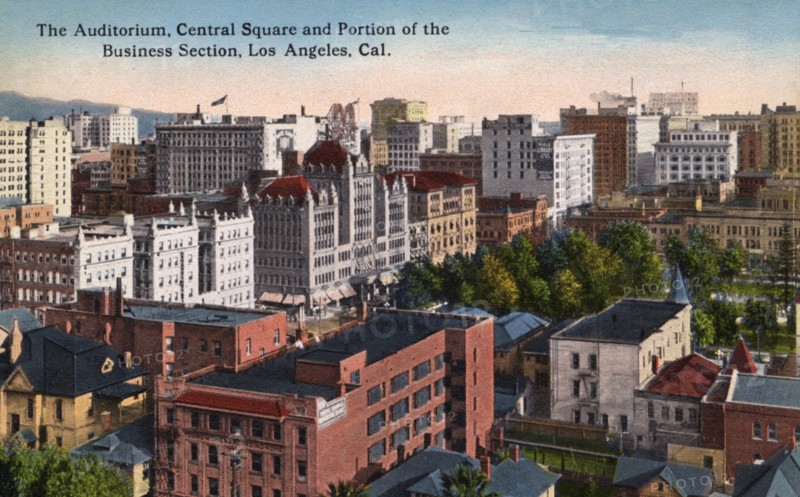 Auditorium, Central Square and part of the business district, Los Angeles, California, USA, 1915. Artist: Unknown