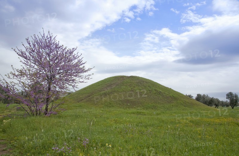 The burial mound of the Athenians at Maratona (Marathonas), Greece. Artist: Samuel Magal