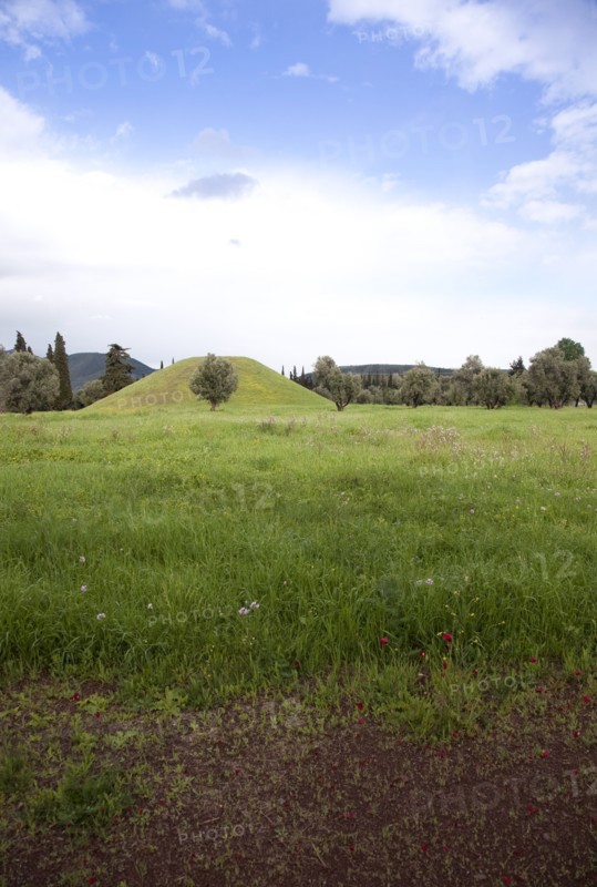 The burial mound of the Athenians at Maratona (Marathonas), Greece. Artist: Samuel Magal