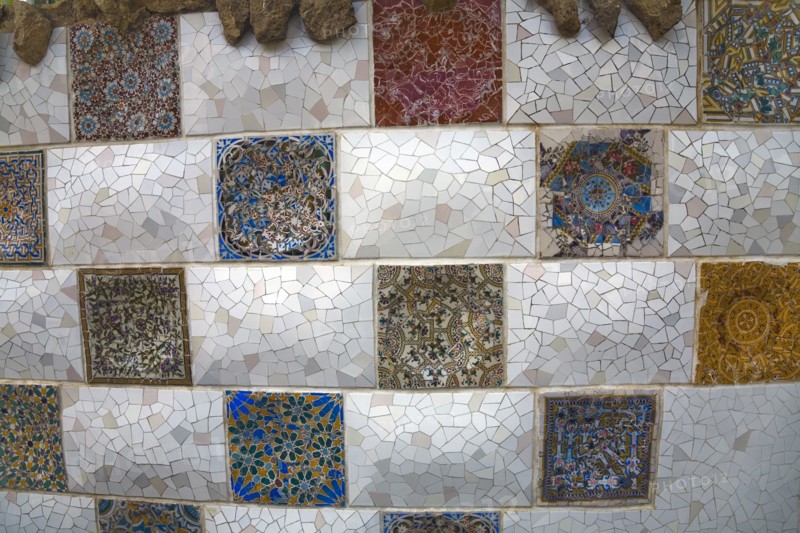 Decoration on the banister of a terrace in Park Guell, Barcelona, Spain, 2007. Artist: Samuel Magal