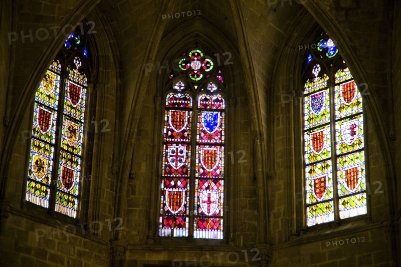 Stained glass windows in the Chapel of Santa Agata, Barcelona, Spain, 2007. Artist: Samuel Magal