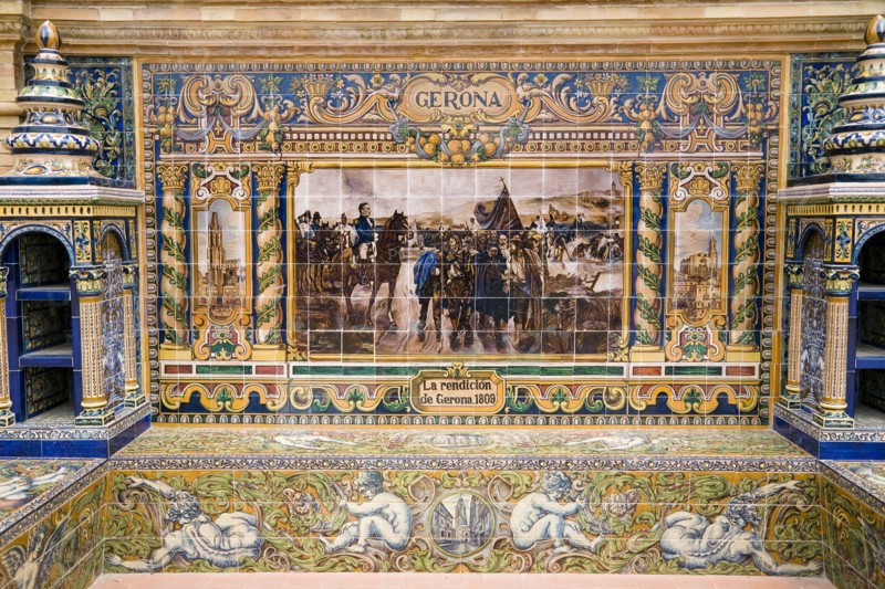 Tiled alcove in the Plaza de Espana, Seville, Andalusia, Spain, 2007.  Artist: Samuel Magal