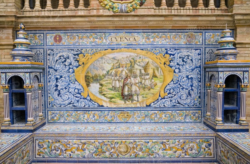 Tiled alcove in the Plaza de Espana, Seville, Andalusia, Spain, 2007. Creator: Samuel Magal.