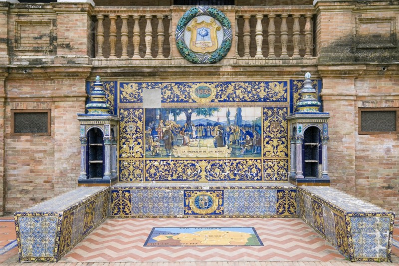Tiled alcove in the Plaza de Espana, Seville, Andalusia, Spain, 2007. Artist: Samuel Magal
