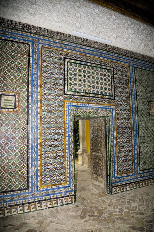 Walls decorated with colourful Azulejo tiles and stucco, House of Pilate, Seville, Spain, 2007. Artist: Samuel Magal