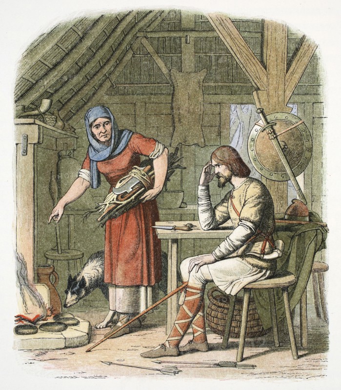 King Alfred in the neatherd's cottage c878 (1864). Artist: James William Edmund Doyle