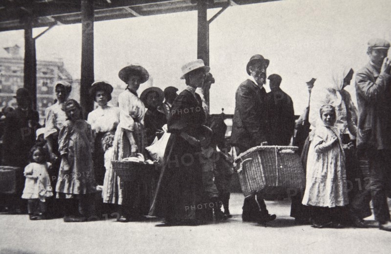 Immigrants arriving at Ellis Island, New York City, USA, c1905. Artist: Unknown