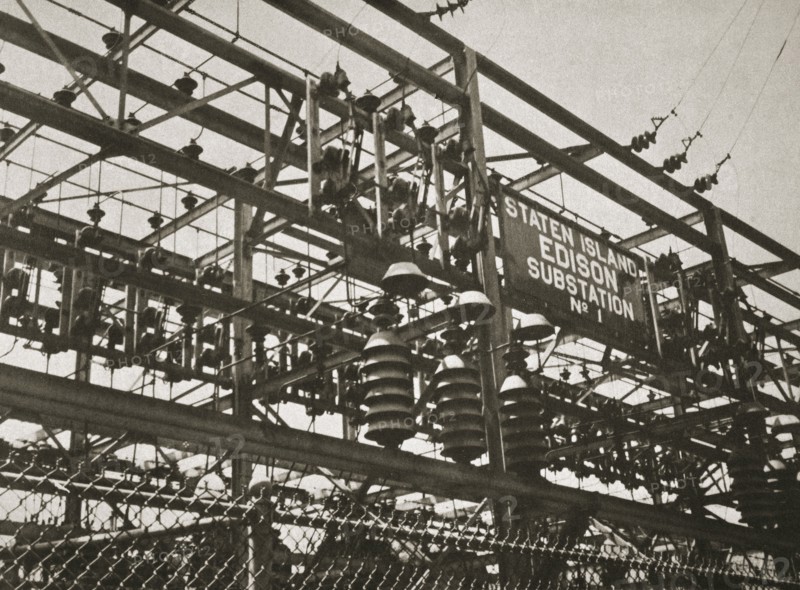 Electrical substation Number 1 on Staten Island, New York, USA, early 1930s. Artist: Unknown