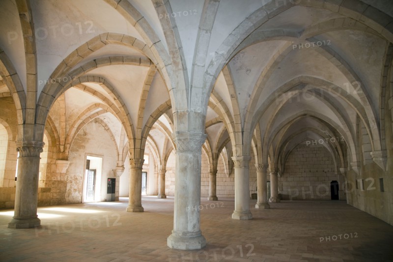 Monks' hall with Gothic vault, Monastery of Alcobaca, Alcobaca, Portugal, 2009.  Artist: Samuel Magal