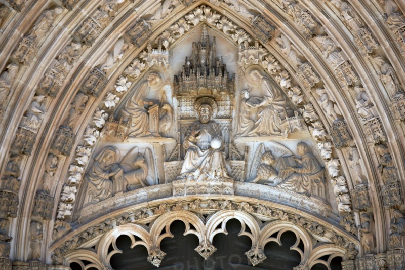 Detail of main portal with tympanum and archivolt, Monastery of Batalha, Batalha, Portugal, 2009. Artist: Samuel Magal