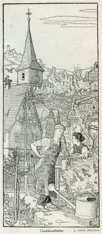 Finding a neighbour, 1898. Artist: J Carben