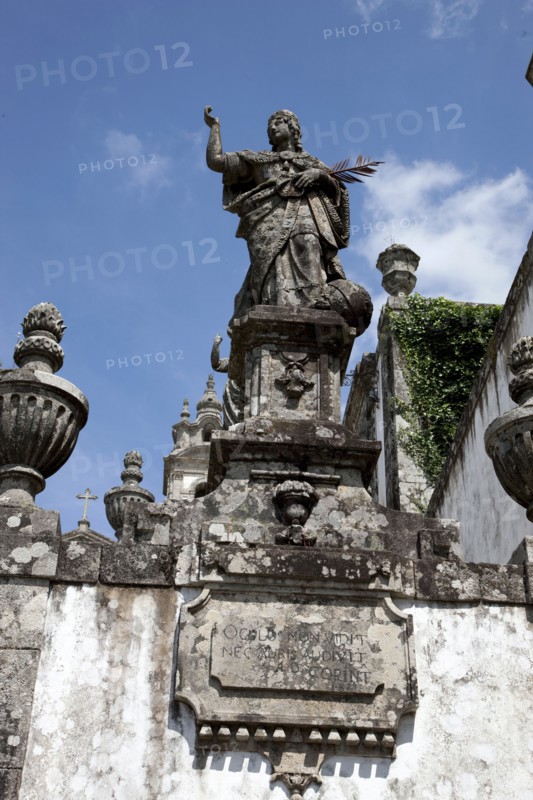 Statue on the monumental Baroque stairway, Bom Jesus do Monte Church, Braga, Portugal, 2009.  Artist: Samuel Magal