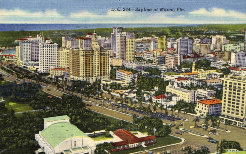 Skyline of Miami, Florida, USA, 1946. Artist: Unknown