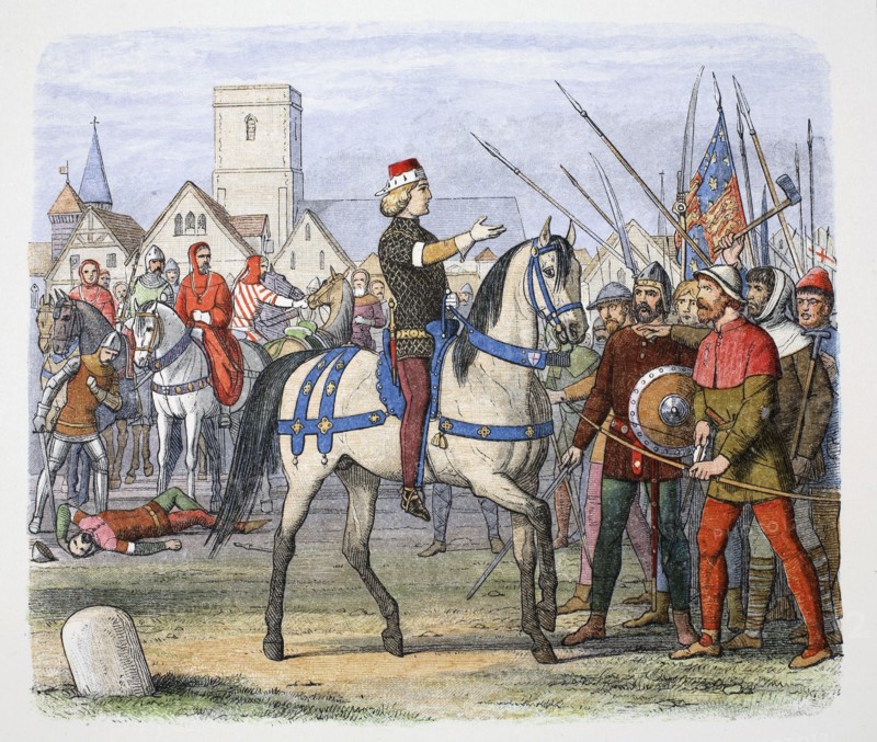 King Richard II meets the rebels at Smithfield, Peasants' Revolt, 1381 (1864).  Artist: James William Edmund Doyle