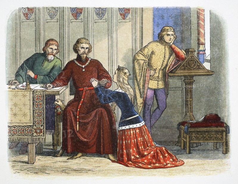 Queen Anne intercedes with Gloucester and Arundel for Sir Simon de Burley, 1388 (1864). Artist: James William Edmund Doyle