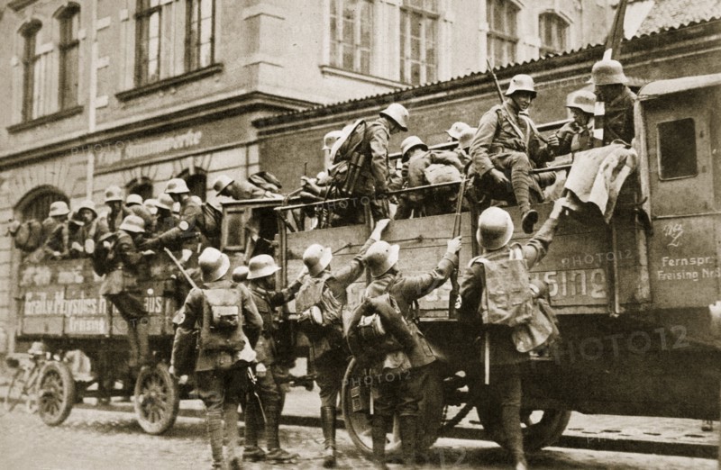 SA troops climbing into trucks, Germany, c1926. Artist: Unknown