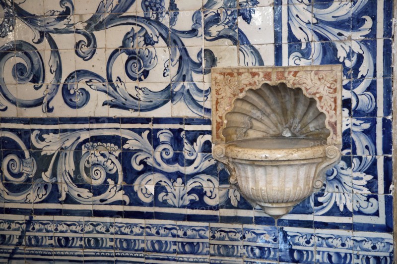 Ceramic tiles in Santa Maria Church, Obidos, Portugal, 2009. Artist: Samuel Magal
