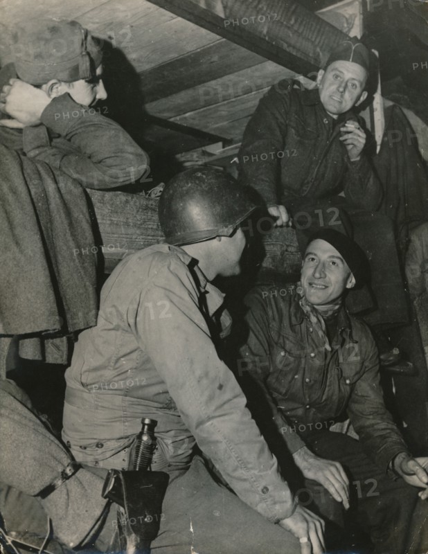 American and French troops take a break, c.1940s. Artist: Unknown