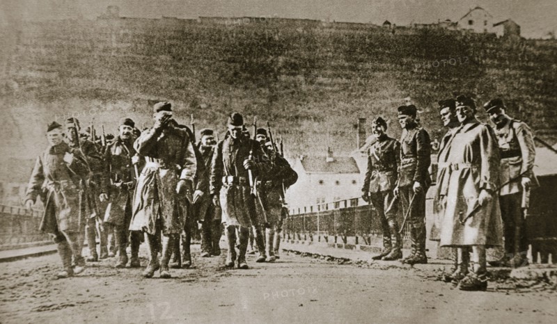 American troops march into Germany, 1918. Artist: Unknown