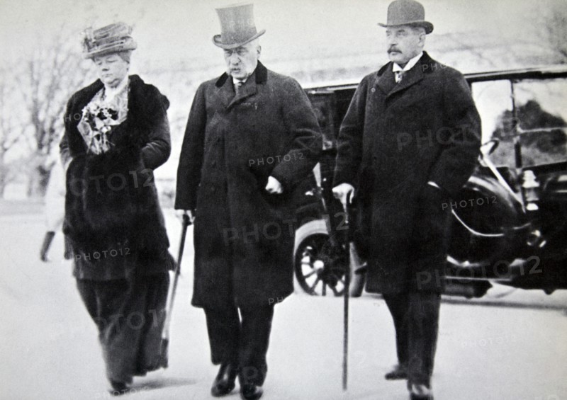 John Pierpont Morgan, American financier and banker, with his son and daughter, 1912. Artist: Unknown