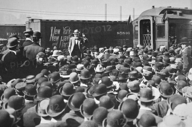 Eugene Victor Debs, American Union leader, addressing a crowd, 20th century. Artist: Unknown