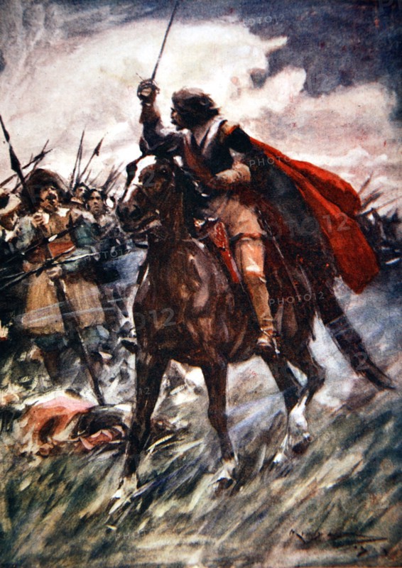 Albrecht von Wallenstein at the Battle of Lutzen, 1632 (1913).  Artist: Arthur C Michael