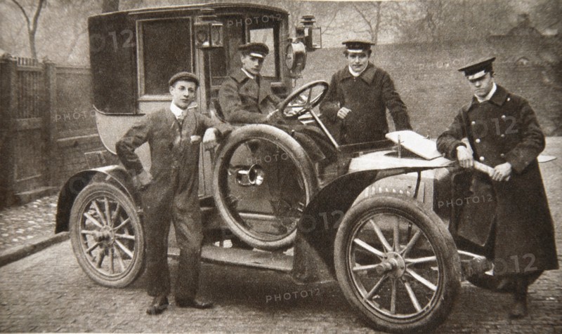 First taxi-cab in Liverpool, Merseyside, 1906. Artist: JP Wood
