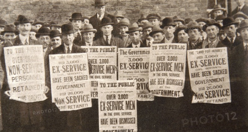 Peaceful demonstration regarding the treatment of British ex-servicemen, 1923.  Artist: S Cowan