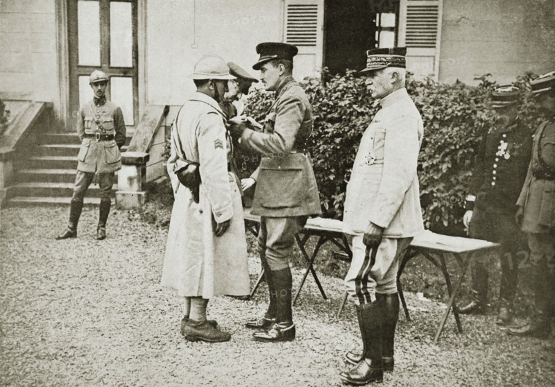 Prince Arthur of Connaught decorating a French sergeant, France, World War I, c1914-c1918. Artist: Unknown