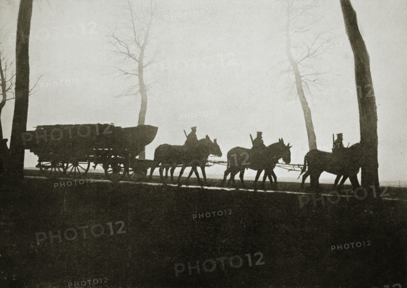 French troops on the road to the trenches, France, World War I, 1916. Artist: Unknown