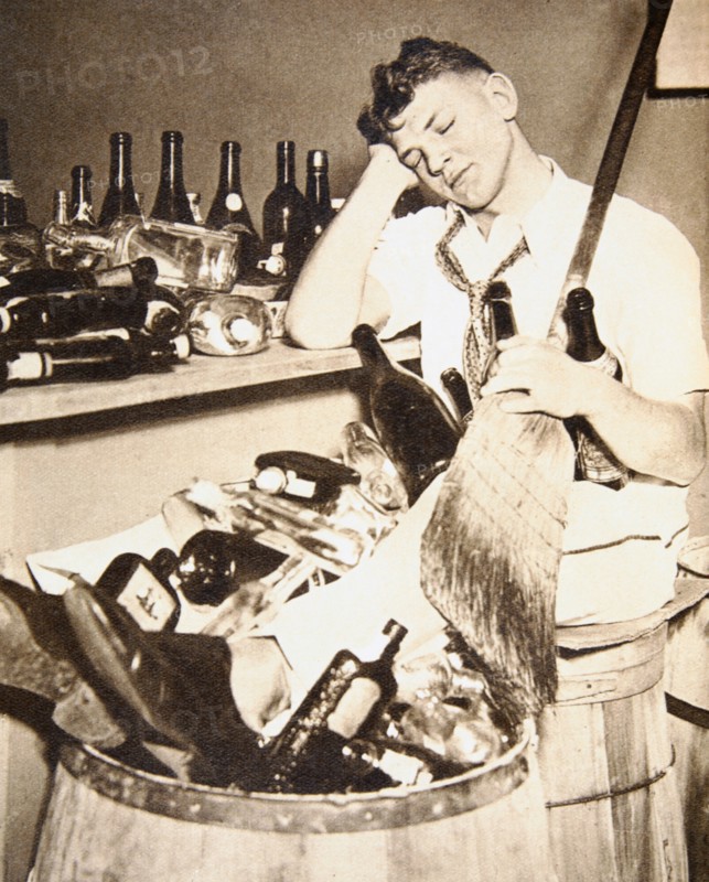 Drink gets the better of a young man, USA, 1933. Artist: Unknown