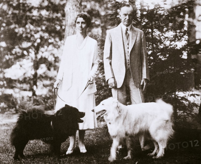 Calvin Coolidge, 30th President of the United States, and his wife, 1920s or early 1930s. Artist: Unknown