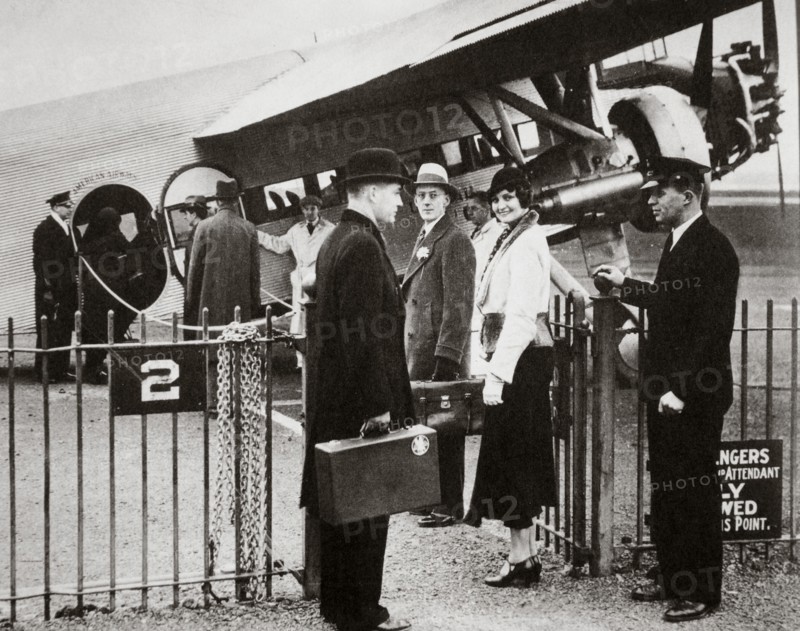 Ford Trimotor plane about to depart from an airfield, c1932. Artist: Unknown