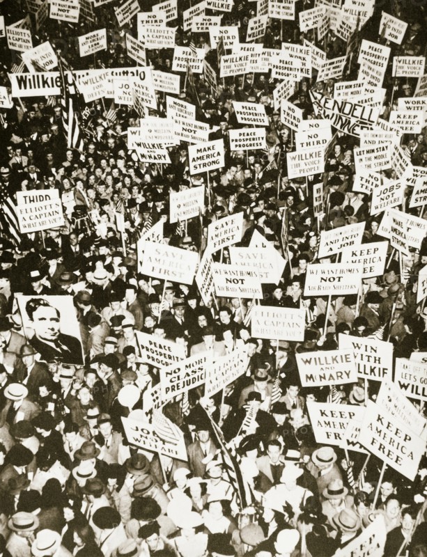 Republican supporters outside Buffalo Memorial Auditorium, New York, USA, 15 October 1940. Creator: Unknown.